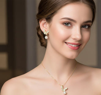 Filigree Waterdrop Pave Jewelry Set